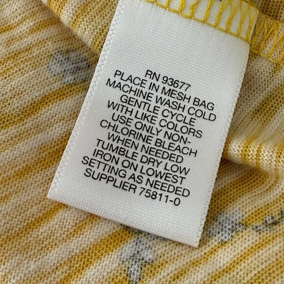 Liz Claiborne Blouse Women's Sm Yellow Short Cap Sleeve Flower Lace Square Neck - Picture 8 of 8